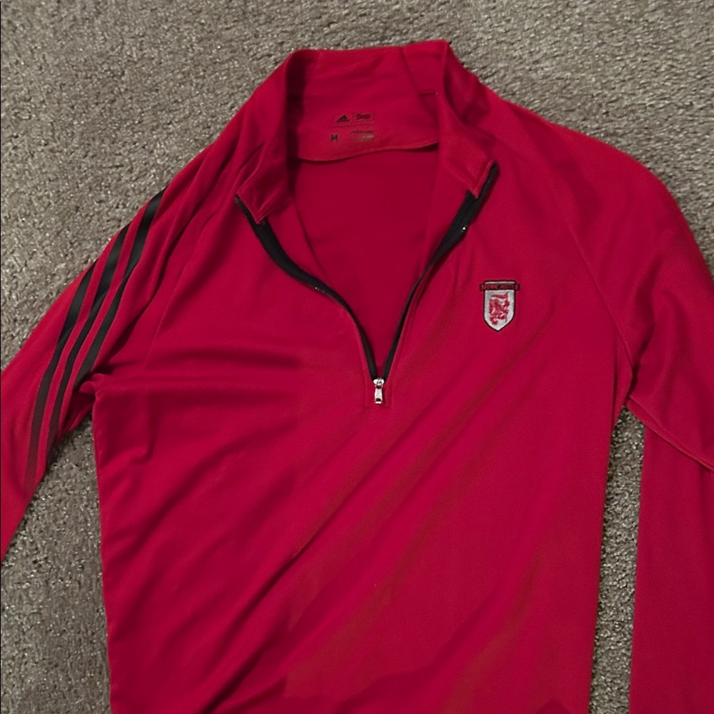 Adidas Golf Men's Red and Black Quarter-Zip Jacket